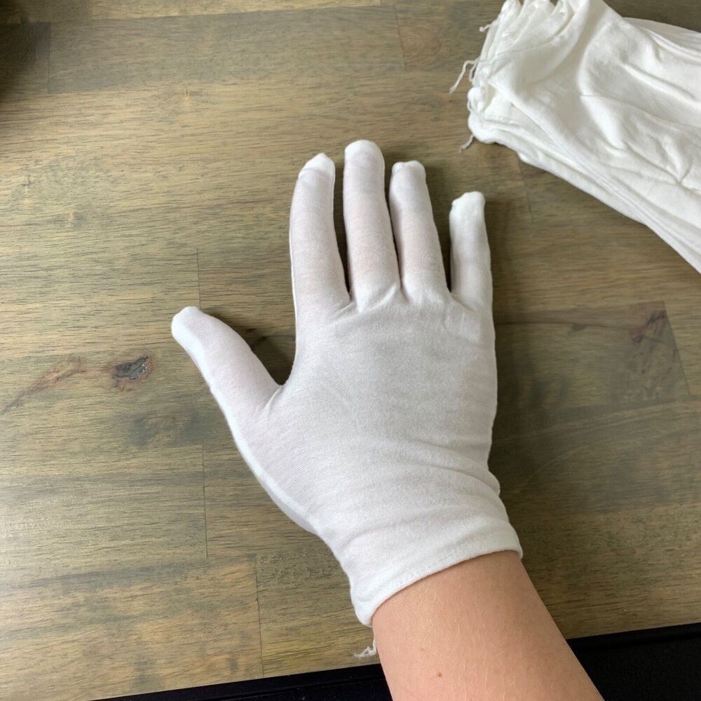 White Work Gloves Inspection Cotton Lightweight Jewelry Working Mittens 6 Pairs